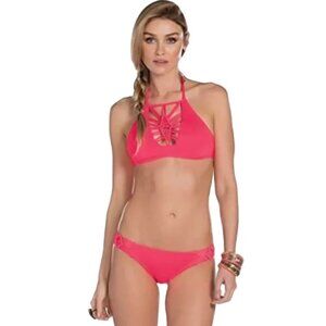 BECCA by REBECCA VIRTUE Women's Janis Macrame High Neck Top only Small